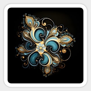 Teal and Gold Fractal Sticker